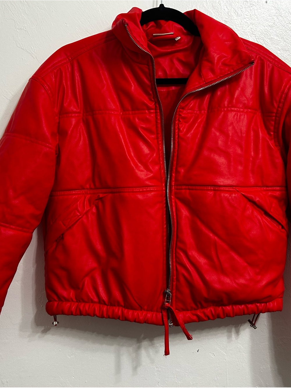 VILA Red Men's Puffer Jacket with Zip